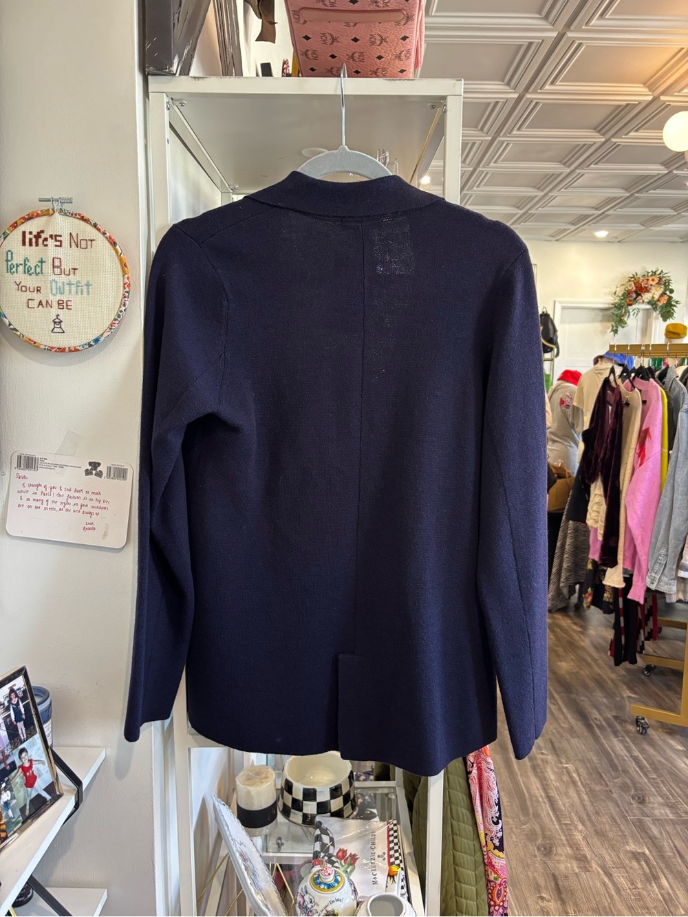 Eileen Fisher Navy Single-Button Knit Blazer - Picture 3 of 3